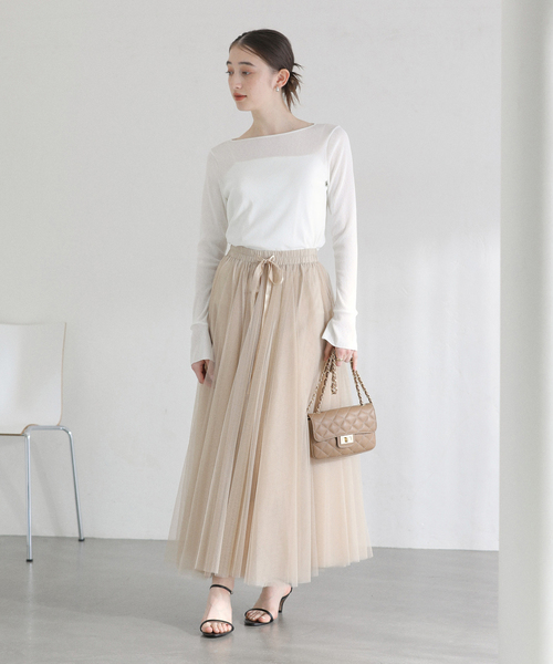 La TOTALITE（ラトータリテ）の「【洗える】CHOKLATE PARIS /チョコレートパリ  チュールロングスカート（スカート・レディース・チャコールグレー/ベージュ・FREE）」の12枚目の写真