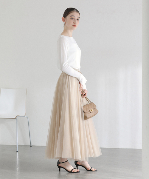 La TOTALITE（ラトータリテ）の「【洗える】CHOKLATE PARIS /チョコレートパリ  チュールロングスカート（スカート・レディース・チャコールグレー/ベージュ・FREE）」の13枚目の写真