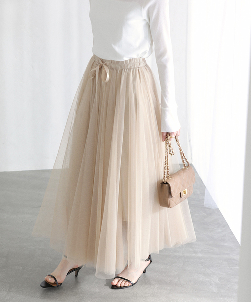 La TOTALITE（ラトータリテ）の「【洗える】CHOKLATE PARIS /チョコレートパリ  チュールロングスカート（スカート・レディース・チャコールグレー/ベージュ・FREE）」の15枚目の写真