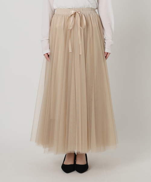 La TOTALITE（ラトータリテ）の「【洗える】CHOKLATE PARIS /チョコレートパリ  チュールロングスカート（スカート・レディース・チャコールグレー/ベージュ・FREE）」の3枚目の写真