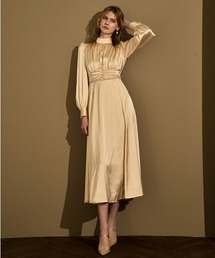 Satin Stand-Neck Long Dress スタンドカラーサテンロングドレス