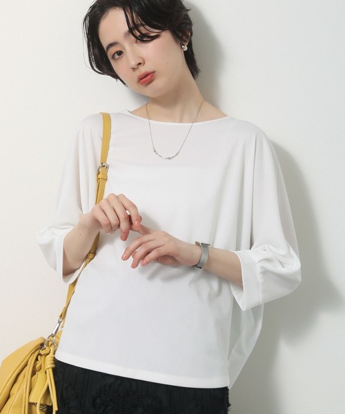 Green Parks(グリーンパークス)の「【優秀ブラウス】マルチ機能バックデザインブラウス(Tシャツ/カットソー・レディース・ブラック/グレイッシュベージュ/ドット/オフホワイト/ブルー・FREE)」の2枚目の写真