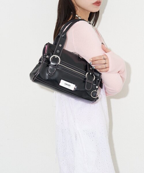 GRAIN（グレイン）の「【GRAIN/グレイン】バイカラーステッチヴィンテージハンドバッグ（トートバッグ・レディース・ブラック/ピンク/ブラウン・FREE）」の4枚目の写真