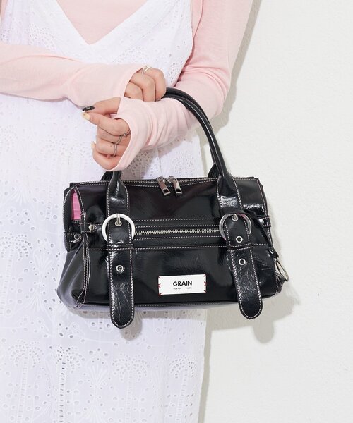 GRAIN（グレイン）の「【GRAIN/グレイン】バイカラーステッチヴィンテージハンドバッグ（トートバッグ・レディース・ブラック/ピンク/ブラウン・FREE）」の6枚目の写真