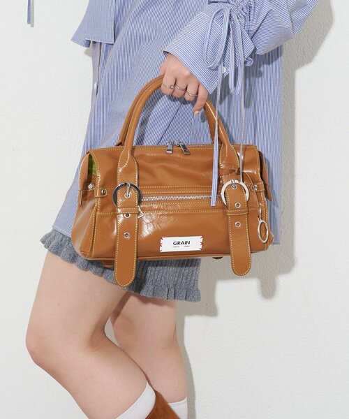 GRAIN（グレイン）の「【GRAIN/グレイン】バイカラーステッチヴィンテージハンドバッグ（トートバッグ・レディース・ブラック/ピンク/ブラウン・FREE）」の21枚目の写真