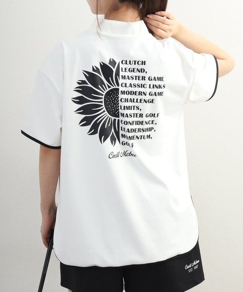 CECIL McBEE（セシルマクビー）の「Oversized Print Mock Neck Top（Tシャツ/カットソー・レディース・ホワイト/ブラック・M/S）」の2枚目の写真