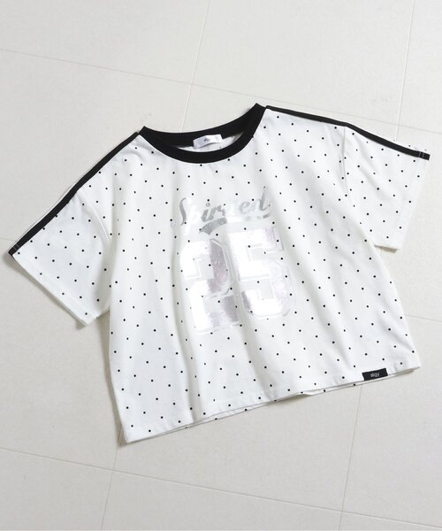 algy（アルジー）の「袖ラインナンバリング半袖Tシャツ（Tシャツ/カットソー・キッズ・サックスブルー/オフホワイト/ブラック・150/160/140/130）」の2枚目の写真
