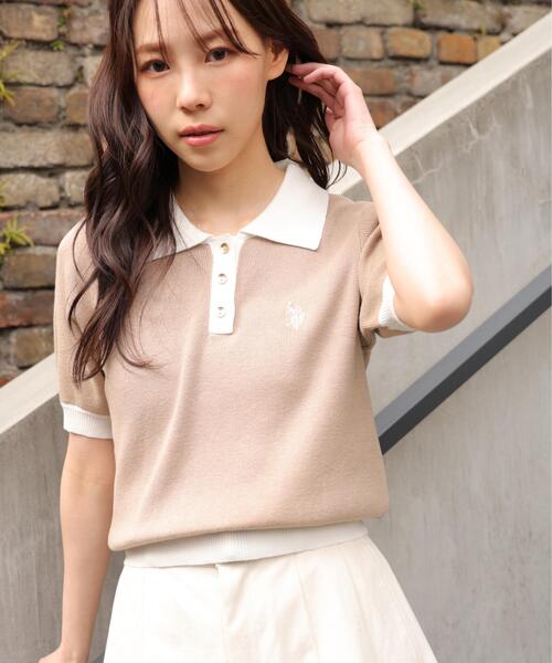 U.S. POLO ASSN.（ユーエスポロアッスン）の「◆【フリーズマート別注】U.S.POLO ASSN./ユーエスポロアッスン別注／金釦ポロニット（ニット/セーター・レディース・ネイビー/ベージュ/ホワイト・FREE）」の16枚目の写真