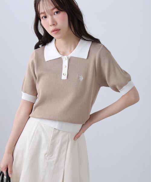 U.S. POLO ASSN.（ユーエスポロアッスン）の「◆【フリーズマート別注】U.S.POLO ASSN./ユーエスポロアッスン別注／金釦ポロニット（ニット/セーター・レディース・ネイビー/ベージュ/ホワイト・FREE）」の19枚目の写真