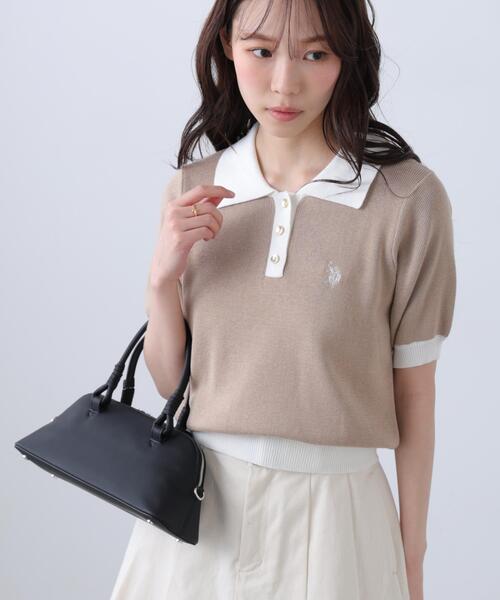 U.S. POLO ASSN.（ユーエスポロアッスン）の「◆【フリーズマート別注】U.S.POLO ASSN./ユーエスポロアッスン別注／金釦ポロニット（ニット/セーター・レディース・ネイビー/ベージュ/ホワイト・FREE）」の20枚目の写真