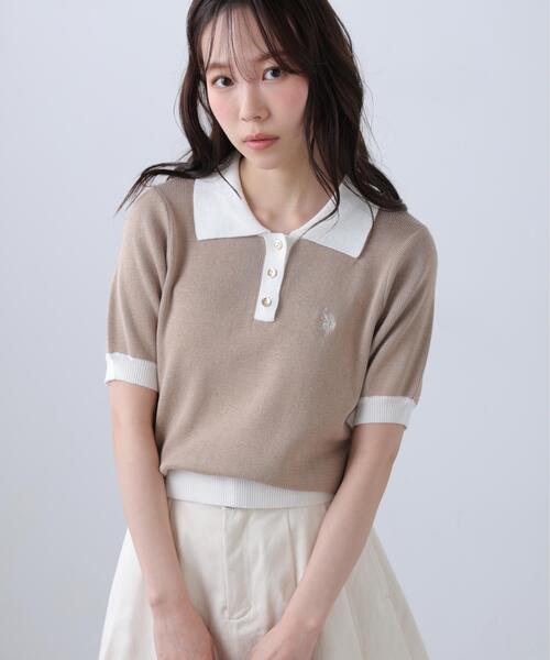 U.S. POLO ASSN.（ユーエスポロアッスン）の「◆【フリーズマート別注】U.S.POLO ASSN./ユーエスポロアッスン別注／金釦ポロニット（ニット/セーター・レディース・ネイビー/ベージュ/ホワイト・FREE）」の21枚目の写真