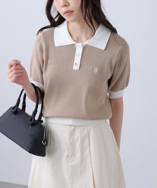 U.S. POLO ASSN.（ユーエスポロアッスン）の「◆【フリーズマート別注】U.S.POLO ASSN./ユーエスポロアッスン別注／金釦ポロニット（ニット/セーター・レディース・ネイビー/ベージュ/ホワイト・FREE）」の22枚目の写真
