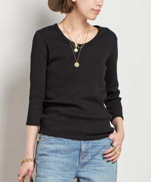 AP STUDIO（エーピーストゥディオ）の「リブUネックプルオーバー（Tシャツ/カットソー・レディース・ブラック/ホワイト・FREE）」の21枚目の写真