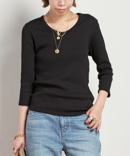 AP STUDIO（エーピーストゥディオ）の「リブUネックプルオーバー（Tシャツ/カットソー・レディース・ブラック/ホワイト・FREE）」の20枚目の写真