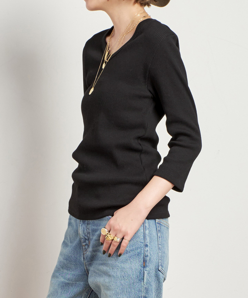 AP STUDIO（エーピーストゥディオ）の「リブUネックプルオーバー（Tシャツ/カットソー・レディース・ブラック/ホワイト・FREE）」の19枚目の写真