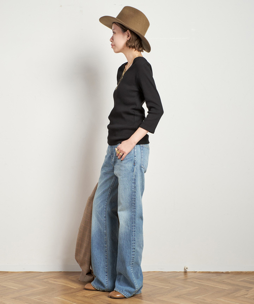 AP STUDIO（エーピーストゥディオ）の「リブUネックプルオーバー（Tシャツ/カットソー・レディース・ブラック/ホワイト・FREE）」の16枚目の写真