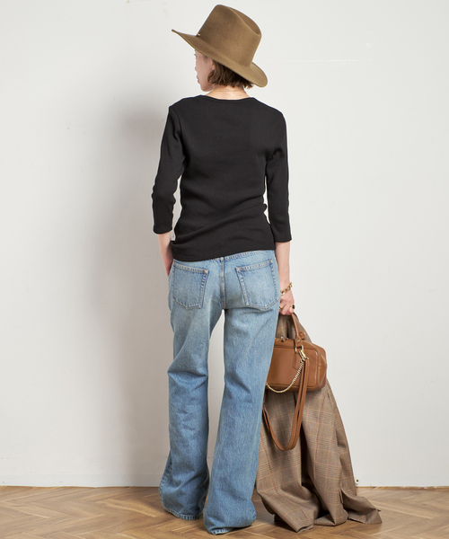 AP STUDIO（エーピーストゥディオ）の「リブUネックプルオーバー（Tシャツ/カットソー・レディース・ブラック/ホワイト・FREE）」の15枚目の写真