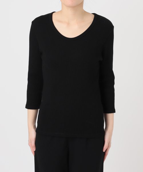 AP STUDIO（エーピーストゥディオ）の「リブUネックプルオーバー（Tシャツ/カットソー・レディース・ブラック/ホワイト・FREE）」の14枚目の写真