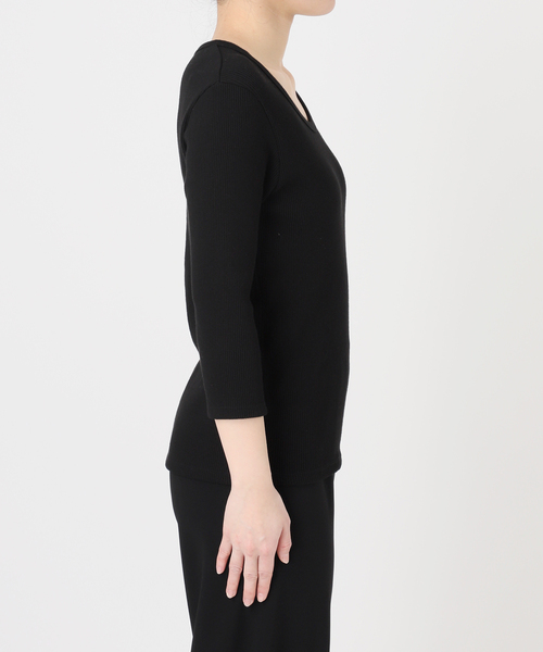 AP STUDIO（エーピーストゥディオ）の「リブUネックプルオーバー（Tシャツ/カットソー・レディース・ブラック/ホワイト・FREE）」の11枚目の写真