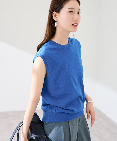 FRAMeWORK（フレームワーク）の「シルク混綿麻ノースリーブ2WAYカーディガン（カーディガン/ボレロ・レディース・ブルー/ブラック/ブラウン・FREE）」の5枚目の写真