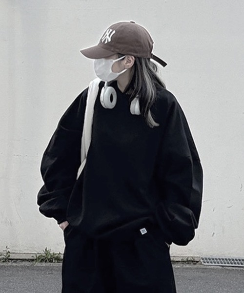 YACA(ヤーカ)の「Basic Over Sweat/ベーシックオーバースウェット【unisex item】(スウェット・レディース・ブラック/グレー・FREE)」の2枚目の写真