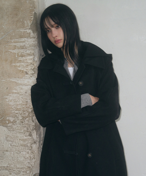 LEATHERY（レザリー）の「カシミヤメルトンダッフルフードパーカー ロングコート [ブラック]（チェスターコート・レディース・その他・FREE）」の9枚目の写真