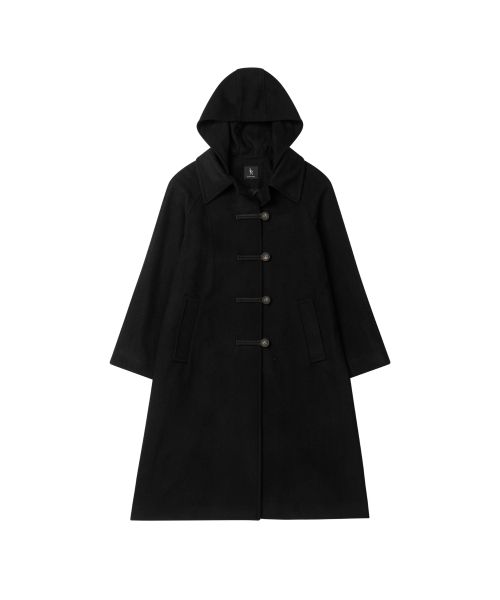 LEATHERY（レザリー）の「カシミヤメルトンダッフルフードパーカー ロングコート [ブラック]（チェスターコート・レディース・その他・FREE）」の7枚目の写真