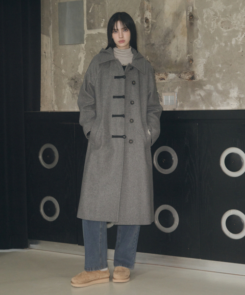 LEATHERY（レザリー）の「カシミヤメルトンダッフルフードパーカー ロングコート [ブラック]（チェスターコート・レディース・その他・FREE）」の3枚目の写真
