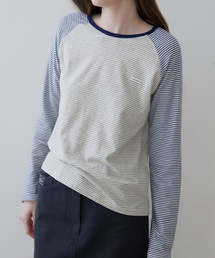 KNOWNBETTER（ノウンベター）の「Coloring raglan stripe longsleeve T-shirt [KNSS06TS16]_Navy（Tシャツ/カットソー）」