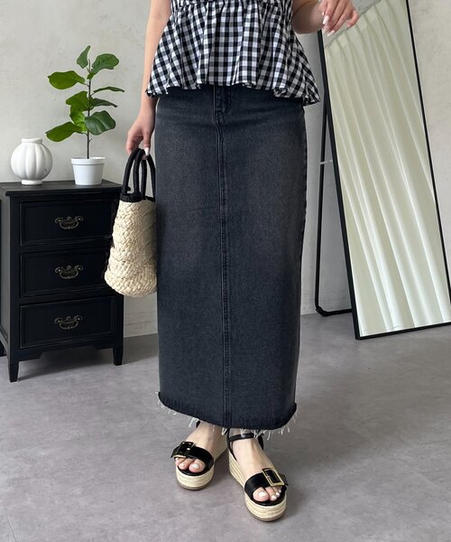 prose verse(プロズヴェール)の「バックスリットデニムナロースカート(スカート・レディース・ブルー/ブラック・PM/LARGE/MEDIUM/TL/PL)」の4枚目の写真