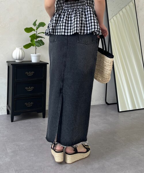 prose verse(プロズヴェール)の「バックスリットデニムナロースカート(スカート・レディース・ブルー/ブラック・PM/LARGE/MEDIUM/TL/PL)」の5枚目の写真