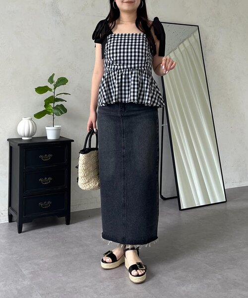 prose verse(プロズヴェール)の「バックスリットデニムナロースカート(スカート・レディース・ブルー/ブラック・PM/LARGE/MEDIUM/TL/PL)」の7枚目の写真