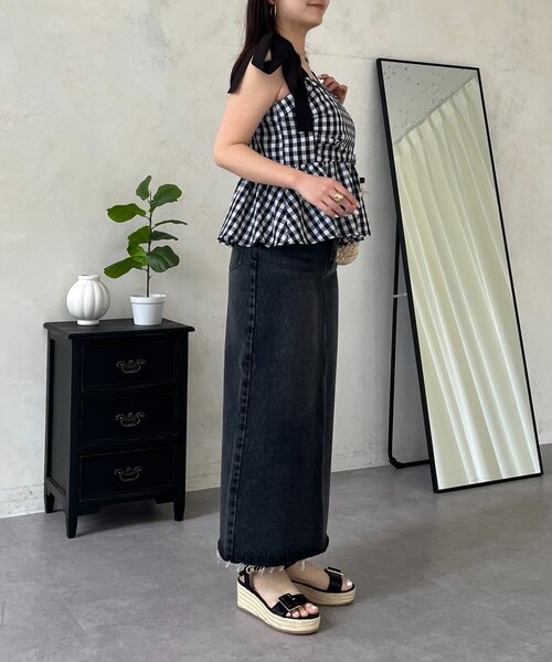 prose verse(プロズヴェール)の「バックスリットデニムナロースカート(スカート・レディース・ブルー/ブラック・PM/LARGE/MEDIUM/TL/PL)」の10枚目の写真