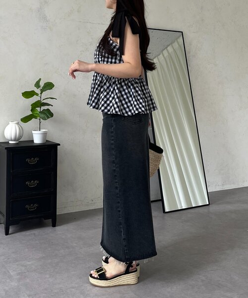 prose verse(プロズヴェール)の「バックスリットデニムナロースカート(スカート・レディース・ブルー/ブラック・PM/LARGE/MEDIUM/TL/PL)」の12枚目の写真