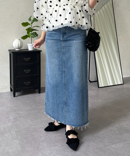 prose verse(プロズヴェール)の「バックスリットデニムナロースカート(スカート・レディース・ブルー/ブラック・PM/LARGE/MEDIUM/TL/PL)」の17枚目の写真