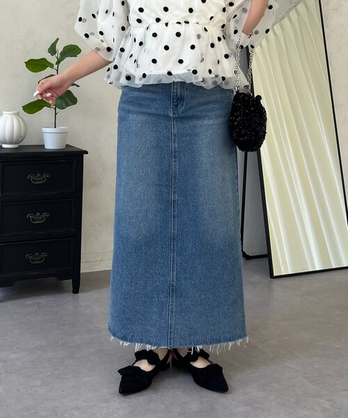 prose verse(プロズヴェール)の「バックスリットデニムナロースカート(スカート・レディース・ブルー/ブラック・PM/LARGE/MEDIUM/TL/PL)」の18枚目の写真