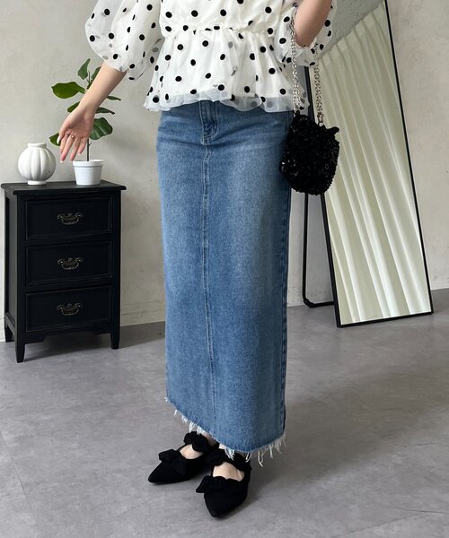 prose verse(プロズヴェール)の「バックスリットデニムナロースカート(スカート・レディース・ブルー/ブラック・PM/LARGE/MEDIUM/TL/PL)」の19枚目の写真