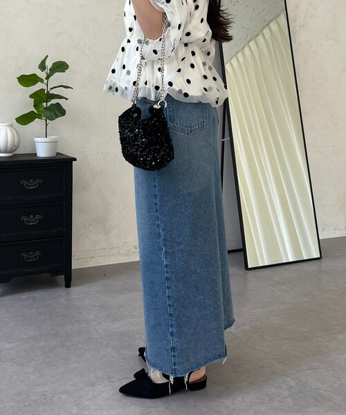 prose verse(プロズヴェール)の「バックスリットデニムナロースカート(スカート・レディース・ブルー/ブラック・PM/LARGE/MEDIUM/TL/PL)」の20枚目の写真