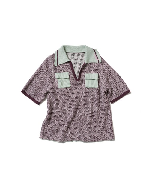 PAMM(パム)の「線と文字のメッシュニットポロ(ニット/セーター・レディース・スカイブルー系/ミント/ネイビー・2/3)」の17枚目の写真