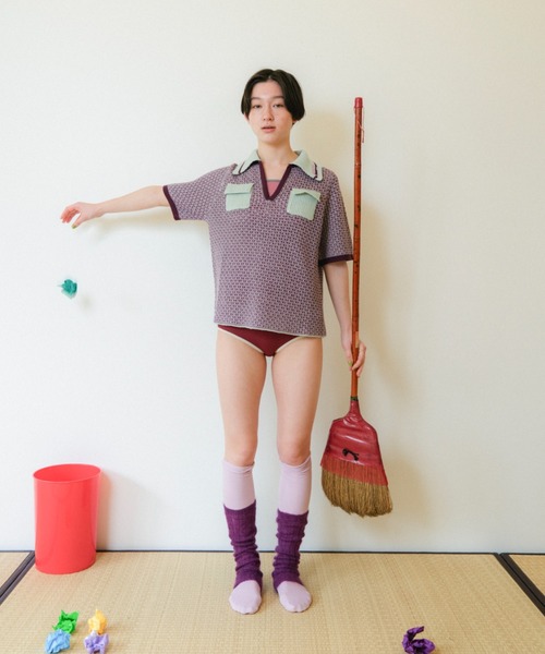 PAMM(パム)の「線と文字のメッシュニットポロ(ニット/セーター・レディース・スカイブルー系/ミント/ネイビー・2/3)」の15枚目の写真