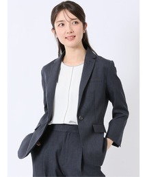 m.f.editorial | 【ストレッチ ウォッシャブル】m.f.エディトリアル レディース 1ボタン 7分袖 ジャケット 紺(セットアップ可能)(スーツジャケット)