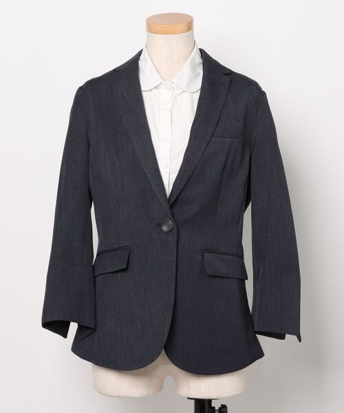 m.f.editorial(エムエフエディトリアル)の「【ストレッチ ウォッシャブル】m.f.エディトリアル レディース 1ボタン 7分袖 ジャケット 紺(セットアップ可能)(スーツジャケット・レディース・ネイビー・S/MEDIUM/LARGE/X-LARGE)」の12枚目の写真