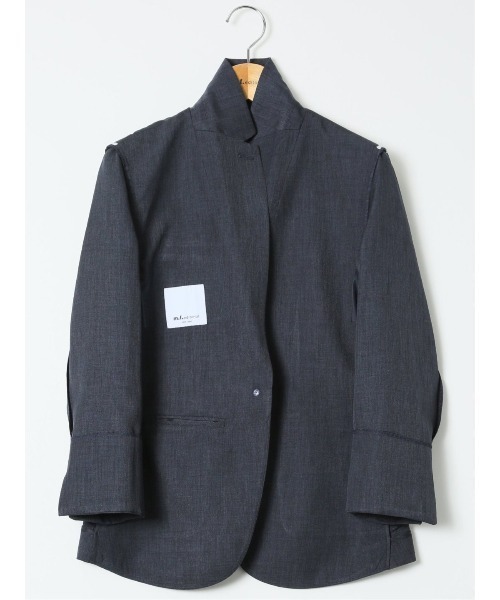 m.f.editorial(エムエフエディトリアル)の「【ストレッチ ウォッシャブル】m.f.エディトリアル レディース 1ボタン 7分袖 ジャケット 紺(セットアップ可能)(スーツジャケット・レディース・ネイビー・S/MEDIUM/LARGE/X-LARGE)」の9枚目の写真