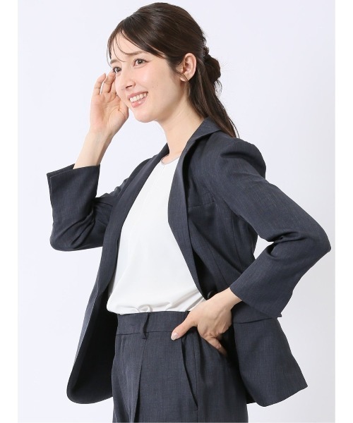 m.f.editorial(エムエフエディトリアル)の「【ストレッチ ウォッシャブル】m.f.エディトリアル レディース 1ボタン 7分袖 ジャケット 紺(セットアップ可能)(スーツジャケット・レディース・ネイビー・S/MEDIUM/LARGE/X-LARGE)」の17枚目の写真