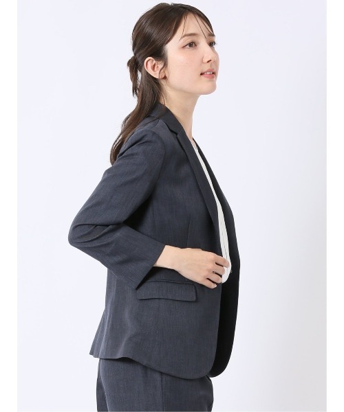 m.f.editorial(エムエフエディトリアル)の「【ストレッチ ウォッシャブル】m.f.エディトリアル レディース 1ボタン 7分袖 ジャケット 紺(セットアップ可能)(スーツジャケット・レディース・ネイビー・S/MEDIUM/LARGE/X-LARGE)」の15枚目の写真
