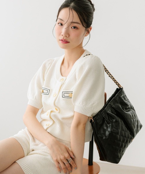 Heather(ヘザー)の「キルティングショルダーBAG 664025(ショルダーバッグ・レディース・ブラック/アイボリー・ONE SIZE)」の3枚目の写真