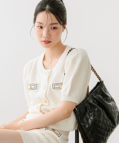 Heather(ヘザー)の「キルティングショルダーBAG 664025(ショルダーバッグ・レディース・ブラック/アイボリー・ONE SIZE)」の4枚目の写真