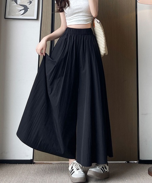 SallyLunn(サリーラン)の「ボリュームギャザー スカートライクワイドパンツ(その他パンツ・レディース・ベージュ/ブラック/グレー/カーキ/イエロー・MEDIUM/LARGE)」の2枚目の写真