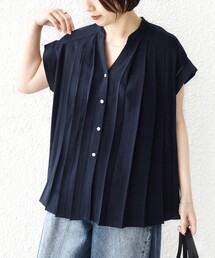 【WEB限定】〈手洗い可能〉ストレッチ ジョーゼット プリーツ スキッパー ブラウス
