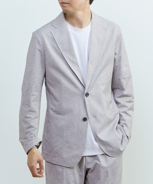 MEN'S MELROSE(メンズメルローズ)の「プリントテックドットジャージイージージャケット(セットアップ可)(テーラードジャケット・メンズ・チャコールグレー/ライトベージュ/ネイビー・3/4/5)」の1枚目の写真